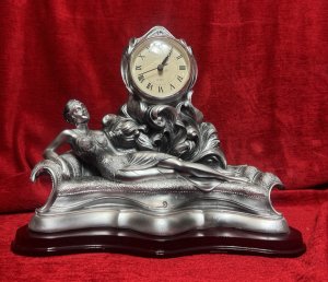 Art Nouveau Style Chaselong Posed Flapper Mantle Clock Working Order