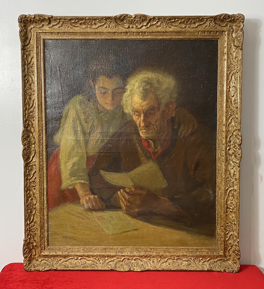 Primary image for Double Portrait Of Grandfather & Grand Daughter Reading By A L Simpson