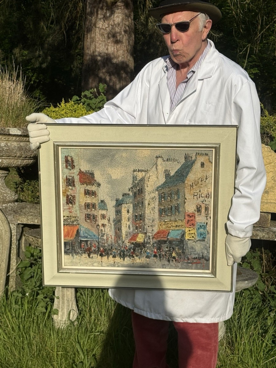 19th Century Impressionist Jean Remy Parisian Street Scene Oil Painting