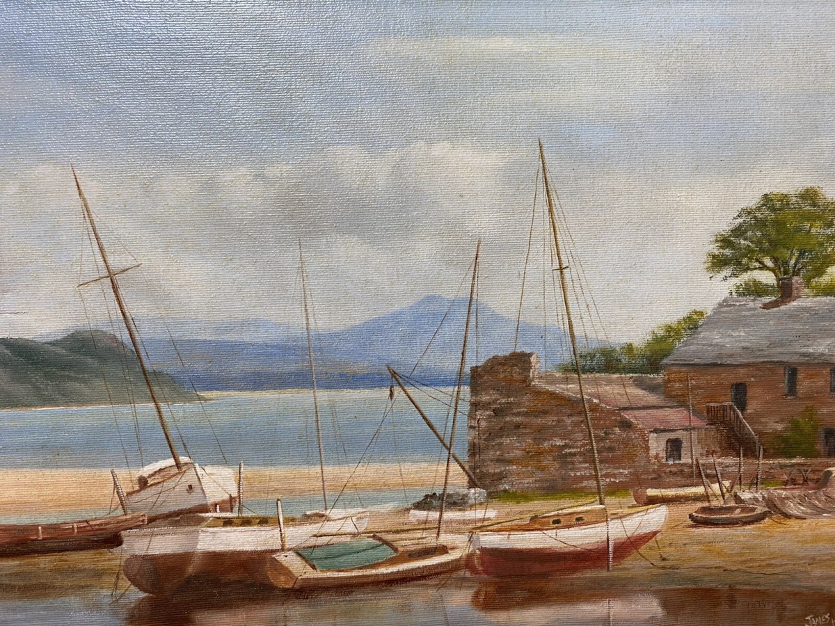 Sailing Boats In The Bay During Low Tide Oil On Canvas By James Horne