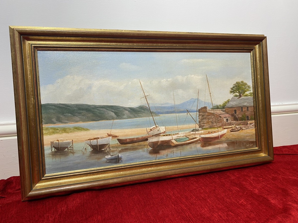Sailing Boats In The Bay During Low Tide Oil On Canvas By James Horne