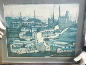 Lowry Industrial Landscape Ashton-Under-Lyne 1887-1976 Framed Oleograph Circa - Vintage 1975 Composition - Oleograph Upon Vellum Artwork Title - Ashton- Under-Lyme Industrial Landscape 1887-1976 Listing Description Vintage Framed Oleograph Depicting The Original By Artist L S Lowry Titled 'Industrial Landscape 1887-1976' Artwork Exhibited At The Cartwright Hall Art Gallery, Bradford. Original Oleograph Set In Glazed Aluminium Frame. Original Artwork Signature Visible Bottom Right Corner. Dimensions In Inches Height X Width