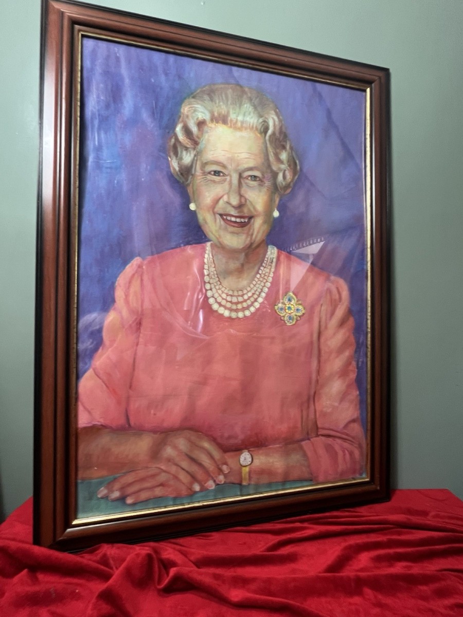 Large Contemporary Queen Elizabeth Ii Oil Painting