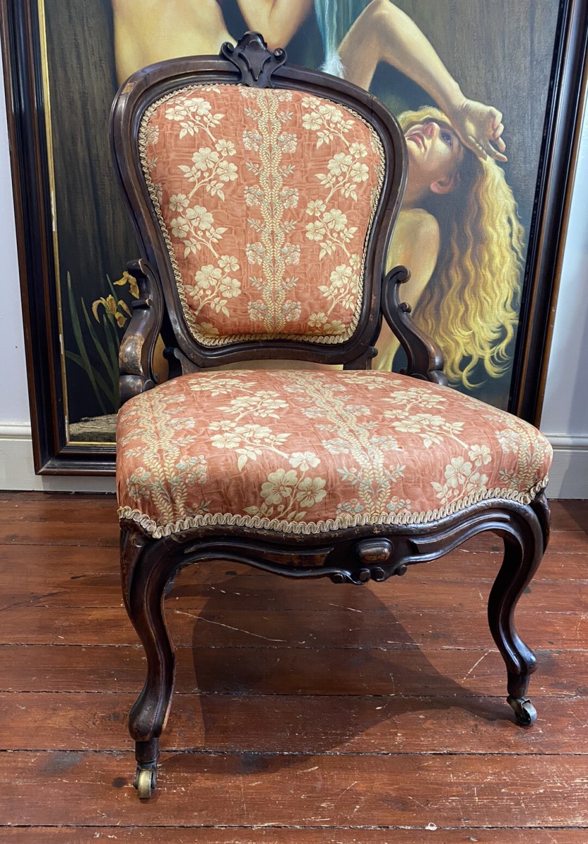 Primary image for Ladies French Empire Sewing Chair With Elegant Floral Upholstery