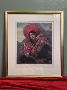 Original Spanish School Lithography Of Inca Tribal Muse Signed by Artist Kristian Krekovic Circa - 20th Century Lithograph Composition - Ink on Vellum Brief Artist History - Kristian Krekovic March 28th1901-November 21st 1985 Portrait Painter With Themes Of Spanish And Croatian Culture. best known For Images Of The Inca Culture Of Psst And Present. Kristian Studied At The Vienna Academy And Then Ecole des Beaux-Arts Paris. In 1925 He Exhibited At The Salon Of French Artists For The First Time. In 1928 At The exhibition 'International Art' Bordeaux, Krekovic Received the Gold Medal and Certificate of Honer. Listing Description Wonderful Lithography Print Of Original Artists Work, Depicting 'Inca Lady With Lamas'. Signed By Artist And Set In Glazed Gilt Frame. Dimensions in Cm Height 48cm x Width 42cm