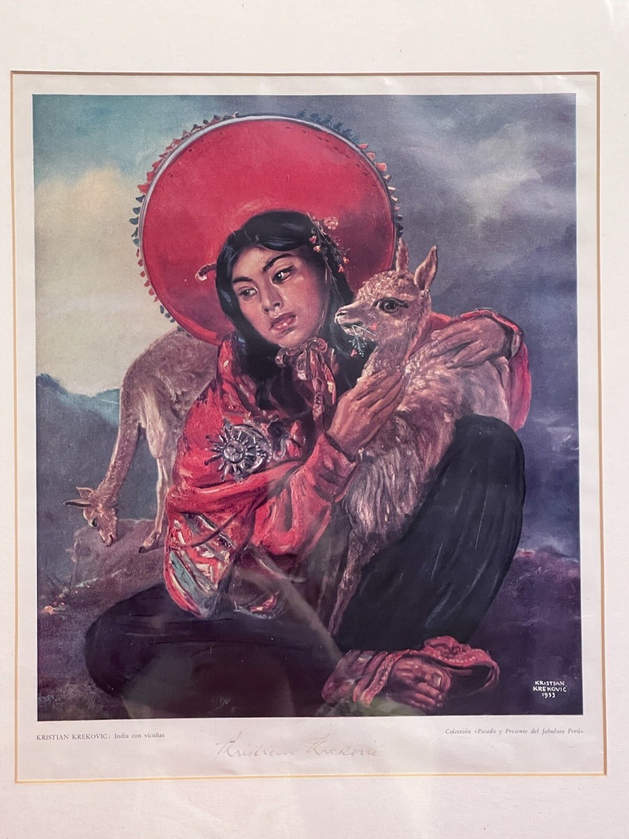 Spanish School Kristian Kreković Inca Tribal Muse Signed Lithograph