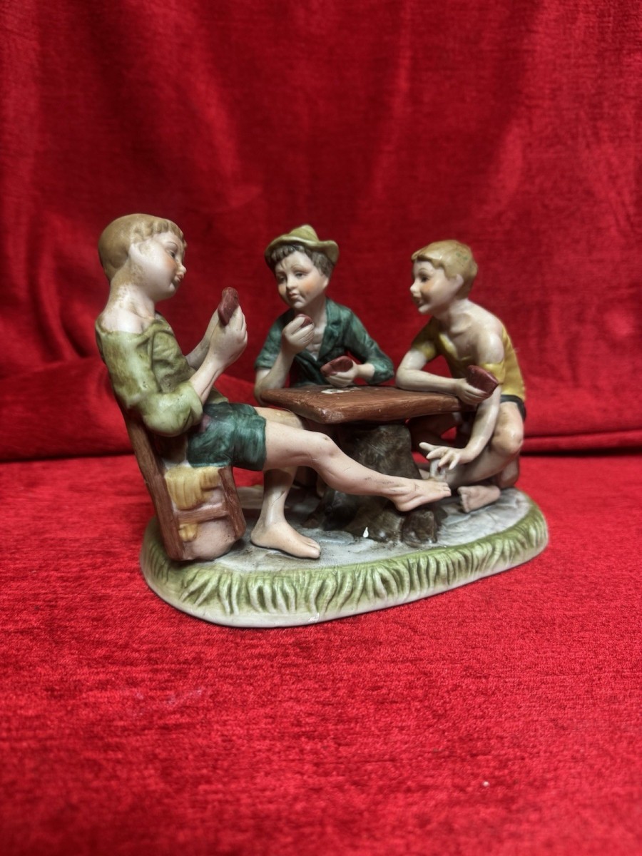 Capodimonte Porcelain Figurine Titled 'the Cheat’ Card Players Showpiece
