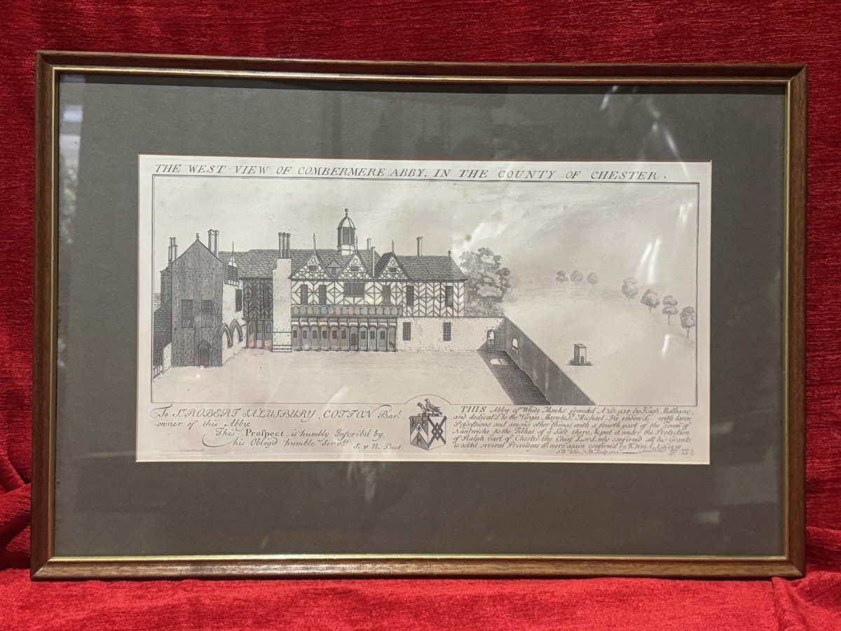 Combermere Abbey, Cheshire Antique Lithograph Print 1727 (1880) By Buck Brothers