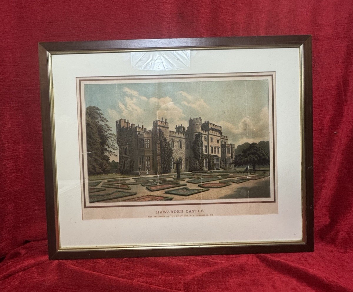 Harwarden Castle Print Victorian By Marcus Ward & Co Antique Print