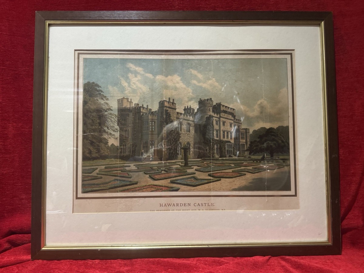Harwarden Castle Print Victorian By Marcus Ward & Co Antique Print