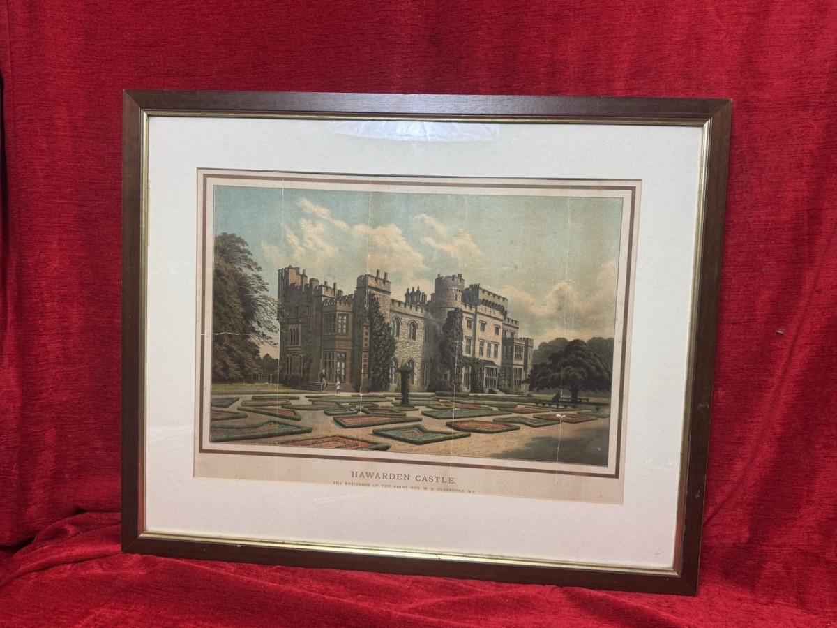 Harwarden Castle Print Victorian By Marcus Ward & Co Antique Print