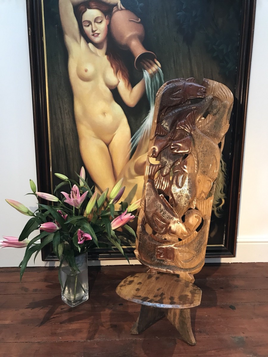 Primary image for North African Tribal Native Carved Wood Chief Tains Story Telling Chair