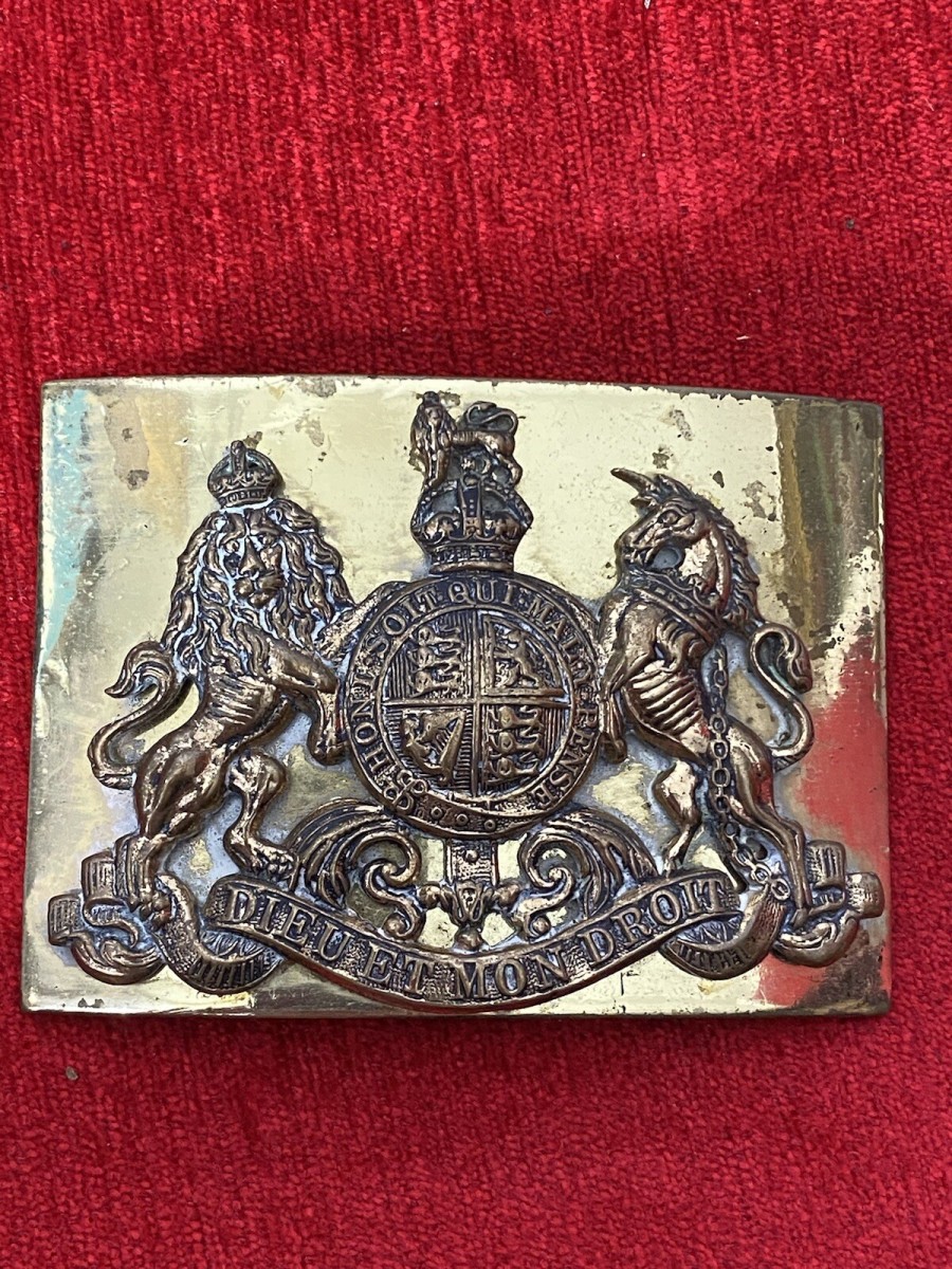 Vintage Brass Georgian Stye Royal United Kingdom Coat Of Arms Fire Companion Set