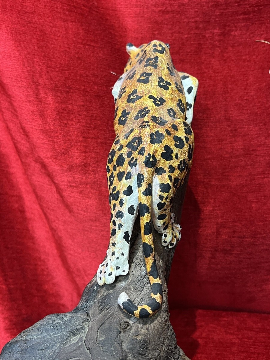 Pair Of 20th Century Decorative Stalking Leopard Driftwood Sculptures