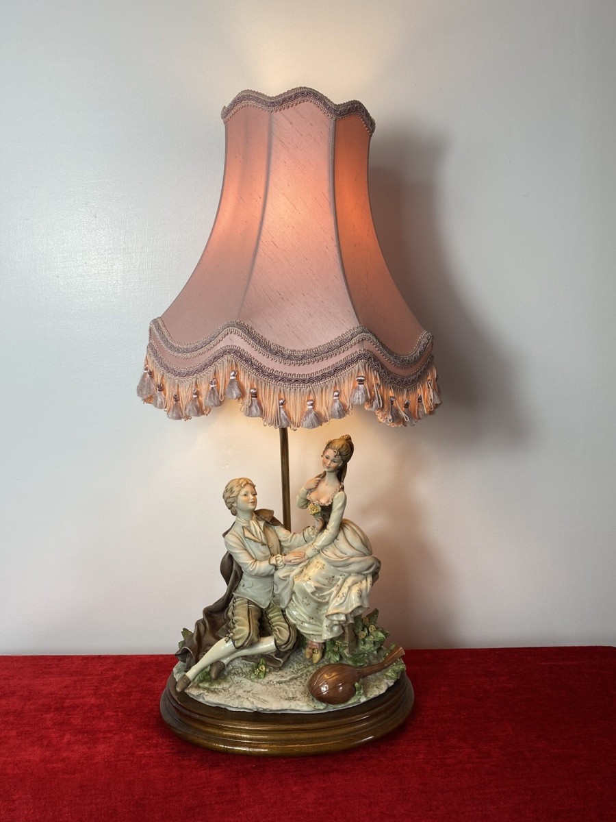 Large Italian Masterpiece ‘the Lovers Proposal’ Capodimonte Figurine Lamp