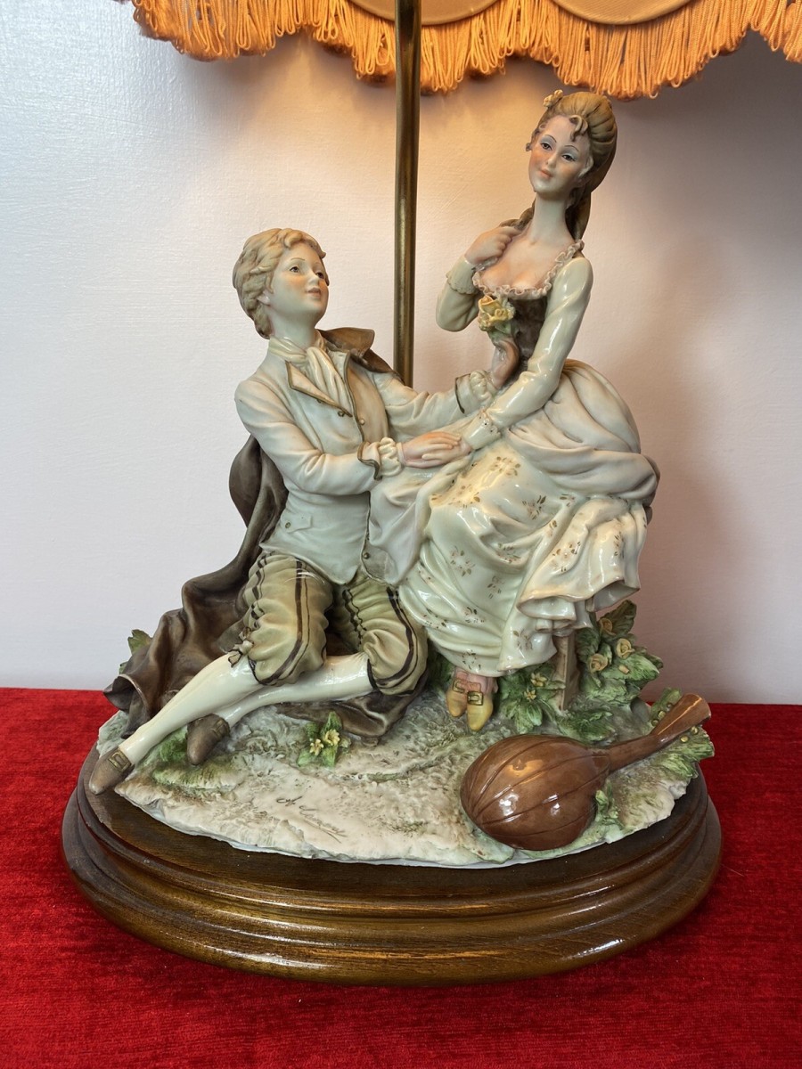 Large Italian Masterpiece ‘the Lovers Proposal’ Capodimonte Figurine Lamp