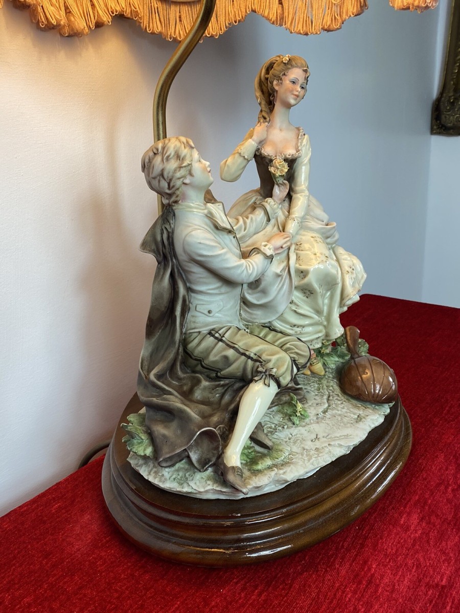 Large Italian Masterpiece ‘the Lovers Proposal’ Capodimonte Figurine Lamp