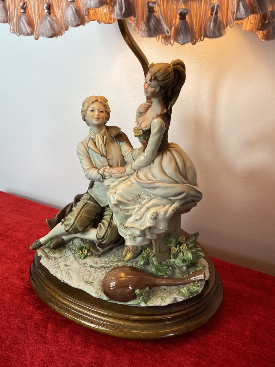 Large Italian Masterpiece ‘the Lovers Proposal’ Capodimonte Figurine Lamp
