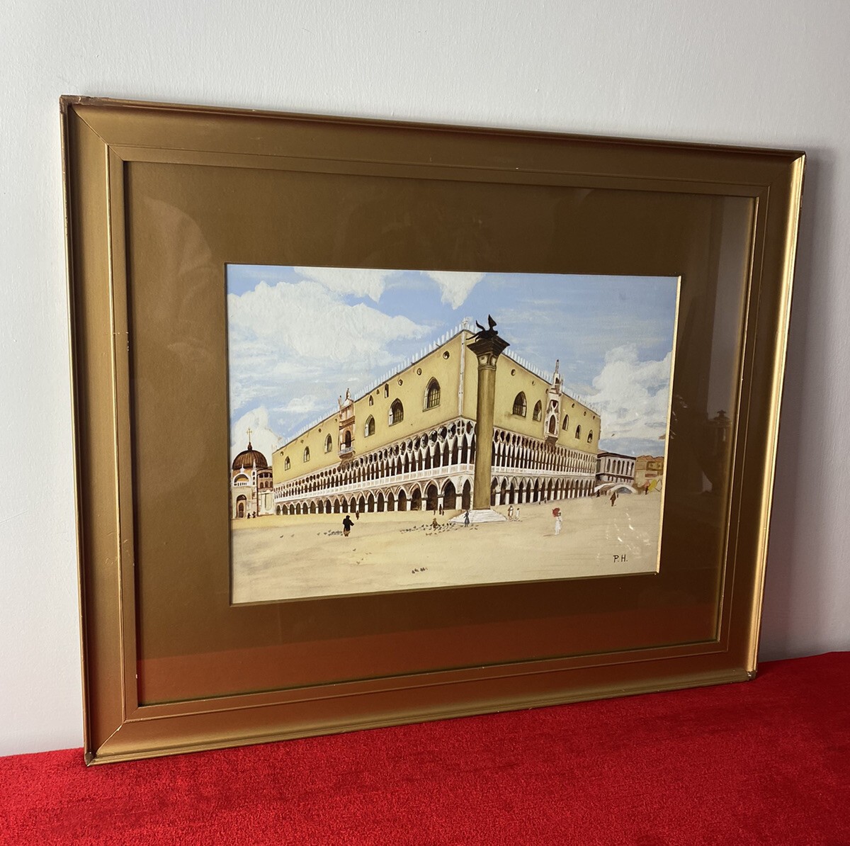 Historic Architectural Study Doges Palace Venice Watercolour Painting Signed