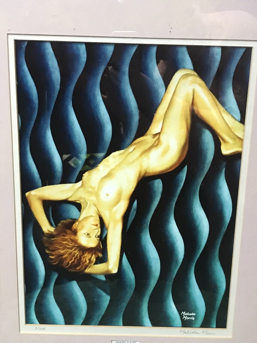 Contemporary Signed Proof 1/200 Titled Wavy Navy Nude Portrait By Malcolm Morris