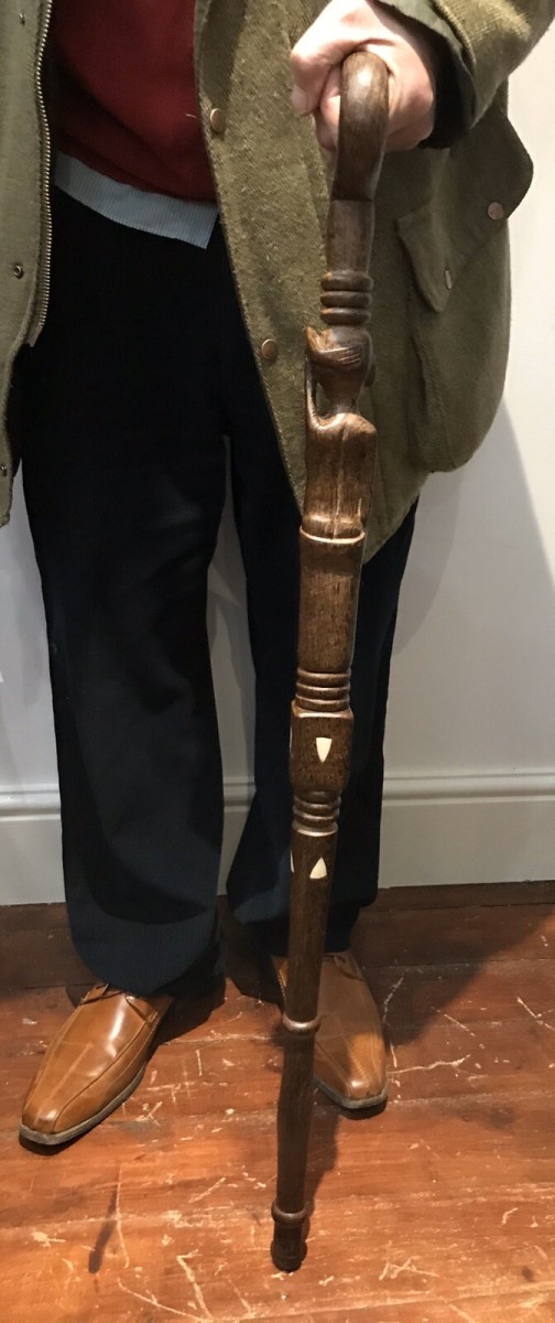 Unique Afican Carved Chieftains Carved Hardwood Walking Stick