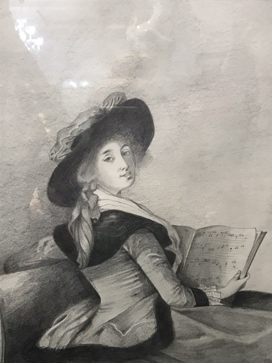 20th Century Artwork De La Barrone De Crussol Pencil And Charcoal Drawing Signed