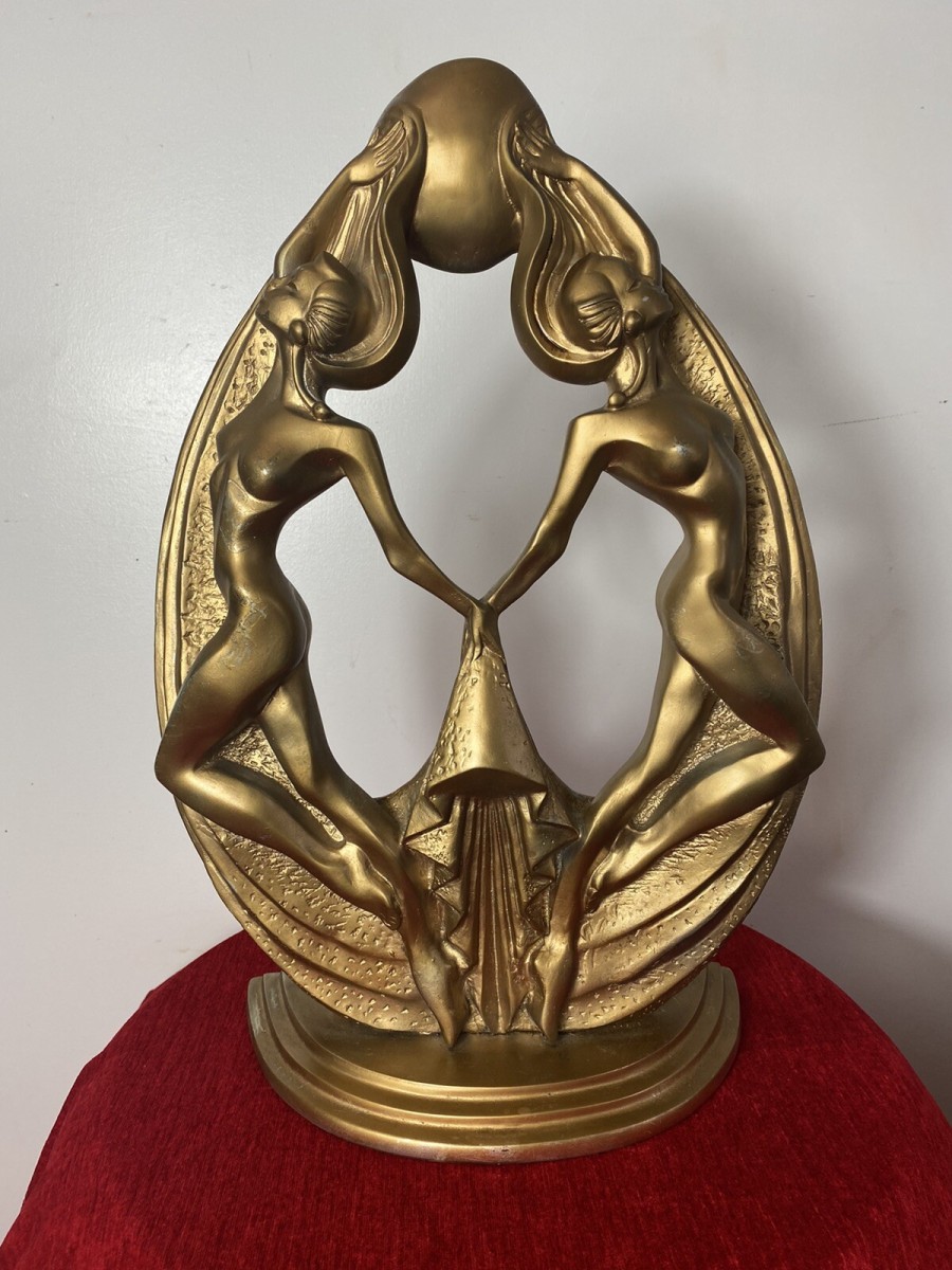 Primary image for Rare French Empire 1930’s Art Deco Gilt Mascot Sculpture Of Two Nymphs