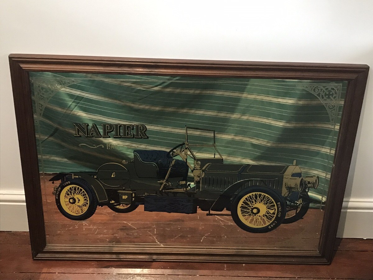 Large Vintage Classic Napier Moter Car Wall Mirror