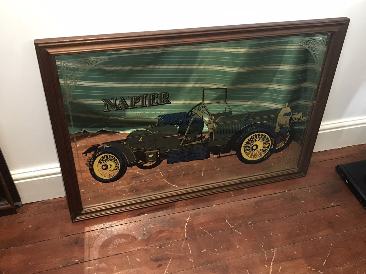 Large Vintage Classic Napier Moter Car Wall Mirror