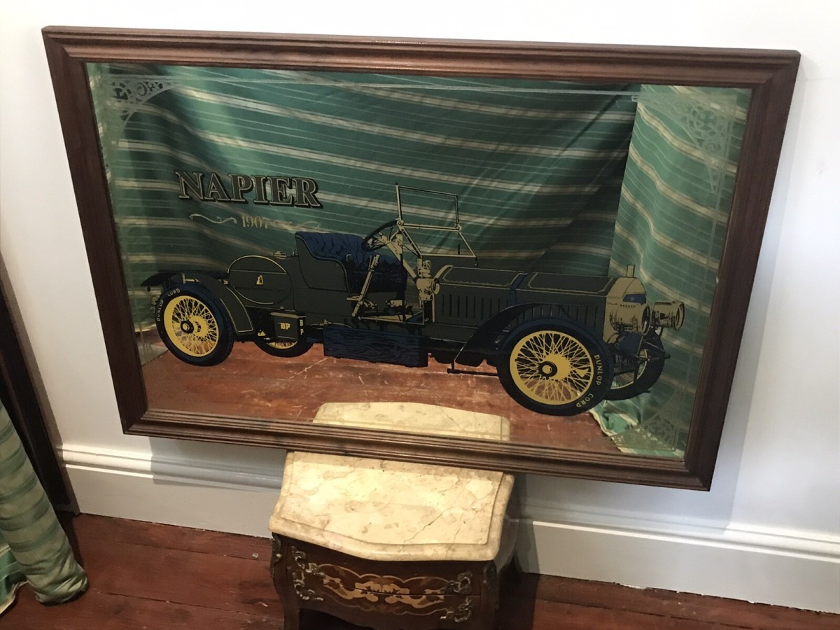 Large Vintage Classic Napier Moter Car Wall Mirror