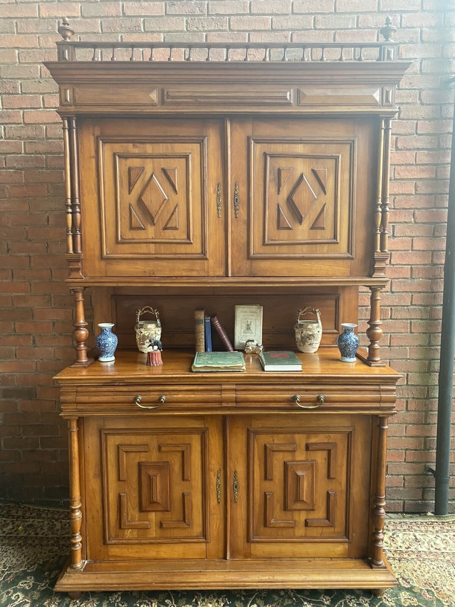 Primary image for Antique German Bieder Meyer Style Monumental Satinwood Carved Bookcase