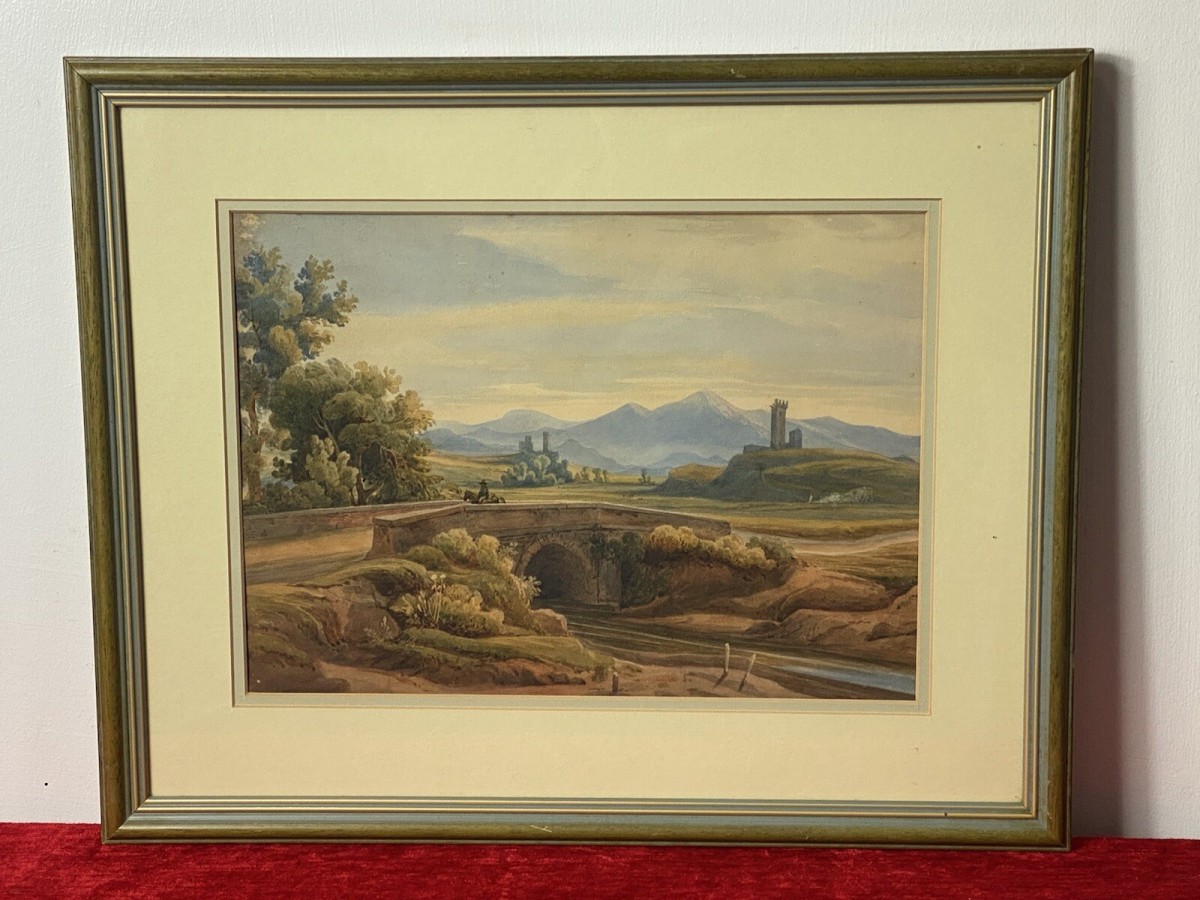 Primary image for 19c Aristocratic Castle Landscape Watercolour Painting By Lady Buetiau Hepburne