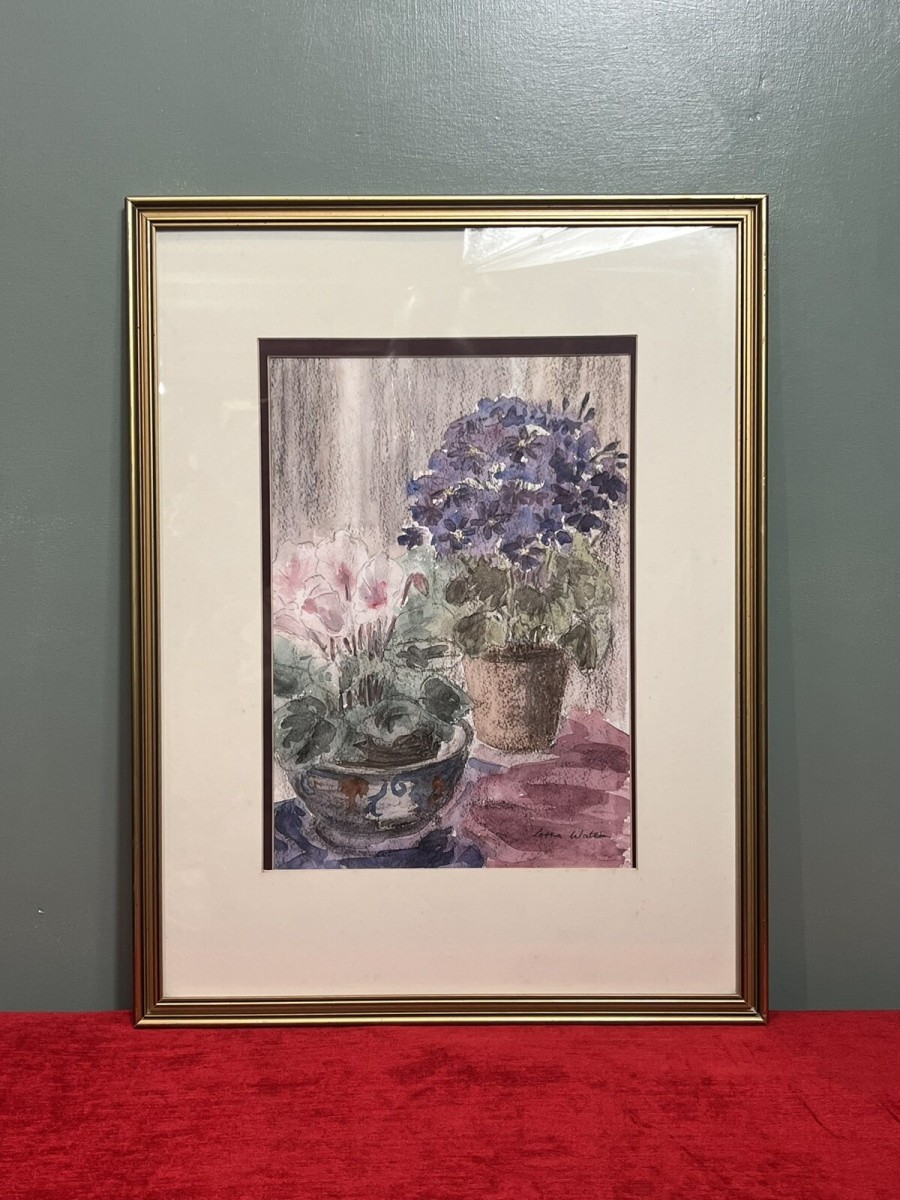 20th Century Botanical Stil Life Watercolour Painting By Artist Lorna Watson