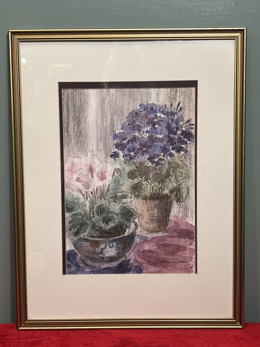 20th Century Botanical Stil Life Watercolour Painting By Artist Lorna Watson