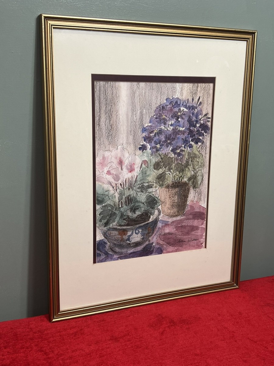 20th Century Botanical Stil Life Watercolour Painting By Artist Lorna Watson
