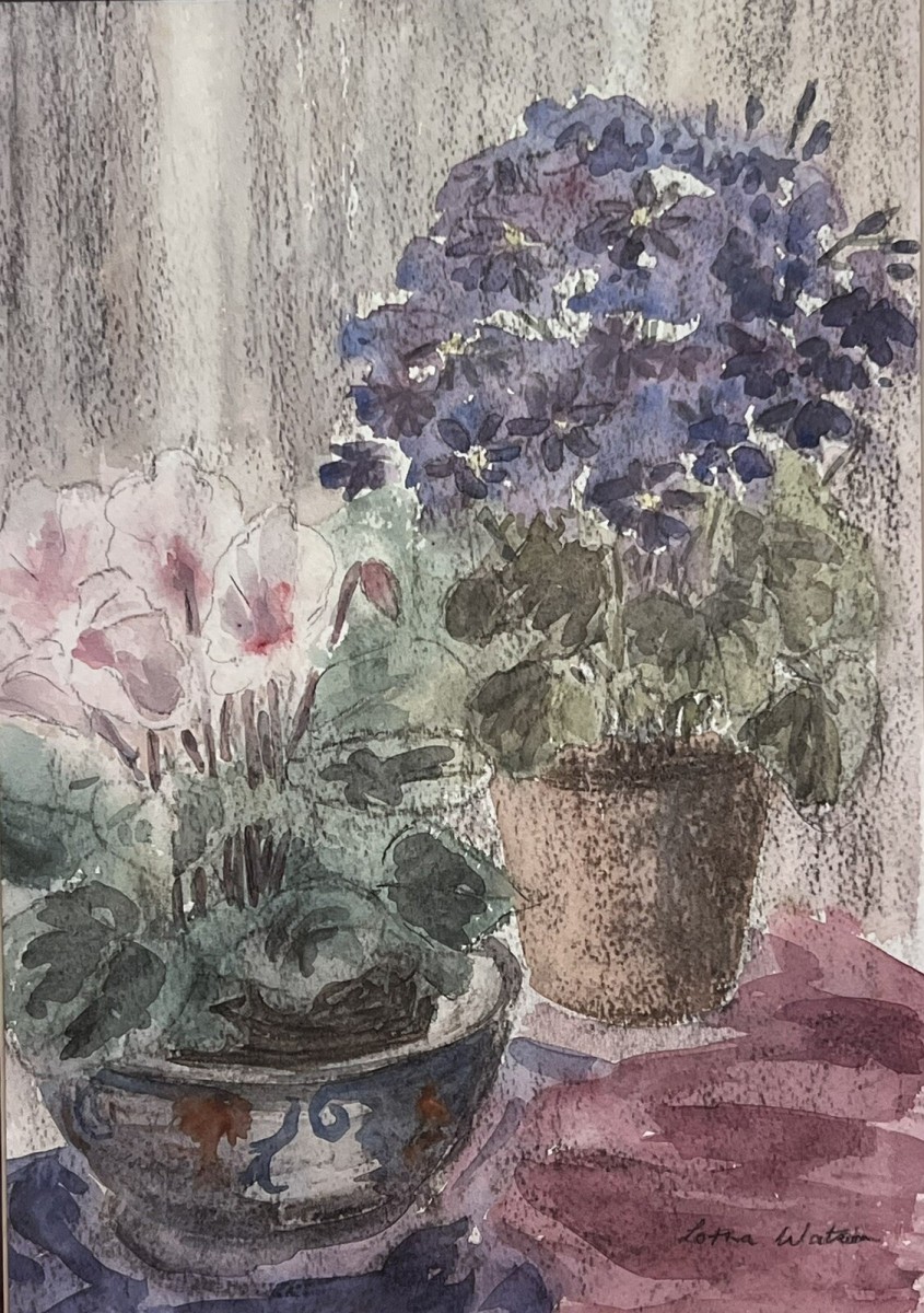 20th Century Botanical Stil Life Watercolour Painting By Artist Lorna Watson
