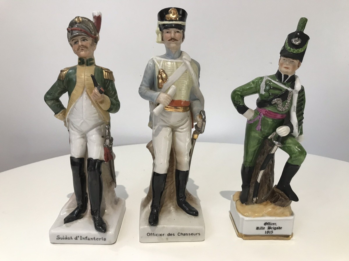 3 Porcelain French Cavelry Officer Figurines
