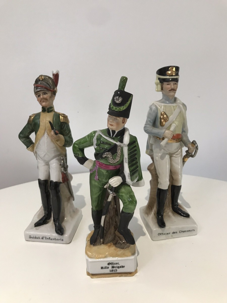 3 Porcelain French Cavelry Officer Figurines
