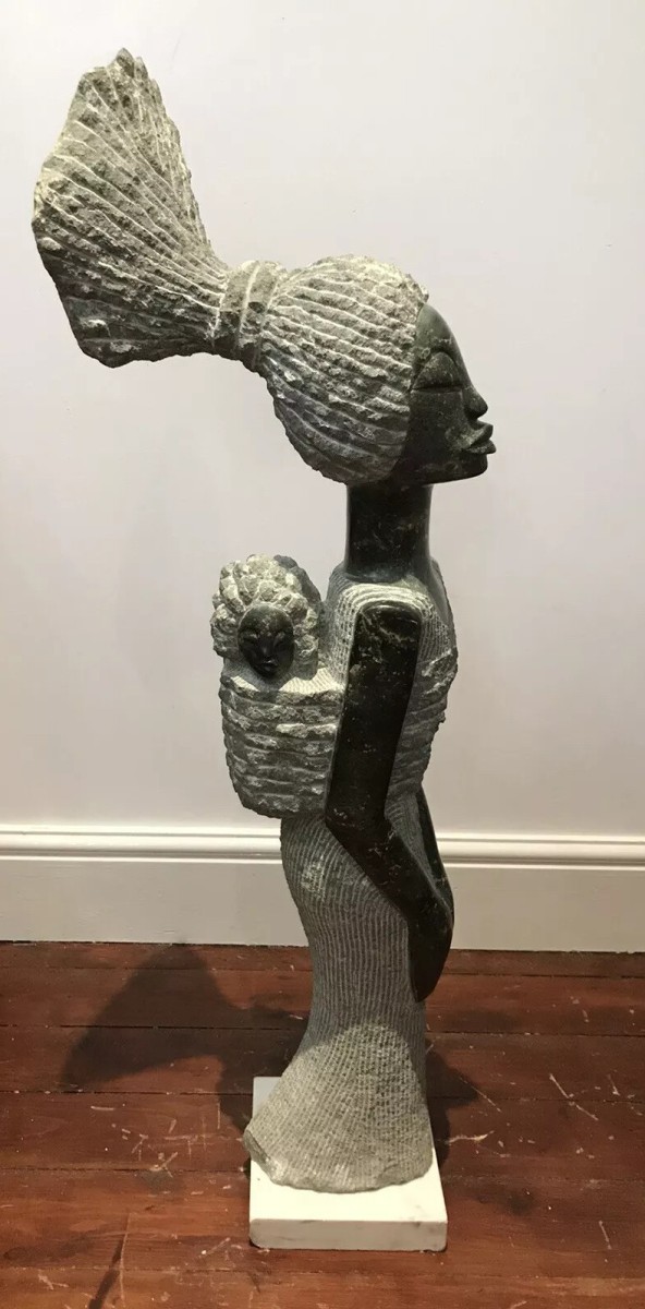 Primary image for African Marble 20th Century Mother And Child Sculpture By Tendai Mutinhima