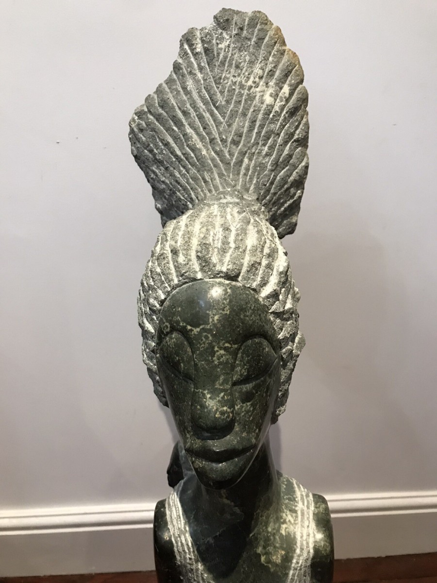 African Marble 20th Century Mother And Child Sculpture By Tendai Mutinhima