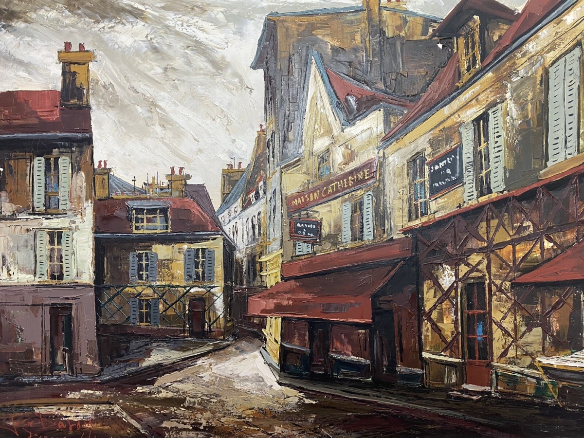 Parisian Street Scene ‘maison Catherine’ Oil Work Of Art By Jose Daroca