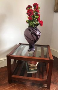Sea Captains Mahogany X Frame Coffee Table Stunning Maritime Piece. Hand Made Mahogany Hardwood Vintage Reproduction Piece X Frame Sturdy Structure With Slats For Storage Stunning Architectural Design With Glazed Top Dimensions In Inches Height Width Depth