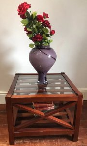Sea Captains Mahogany X Frame Coffee Table Stunning Maritime Piece. Hand Made Mahogany Hardwood Vintage Reproduction Piece X Frame Sturdy Structure With Slats For Storage Stunning Architectural Design With Glazed Top Dimensions In Inches Height Width Depth