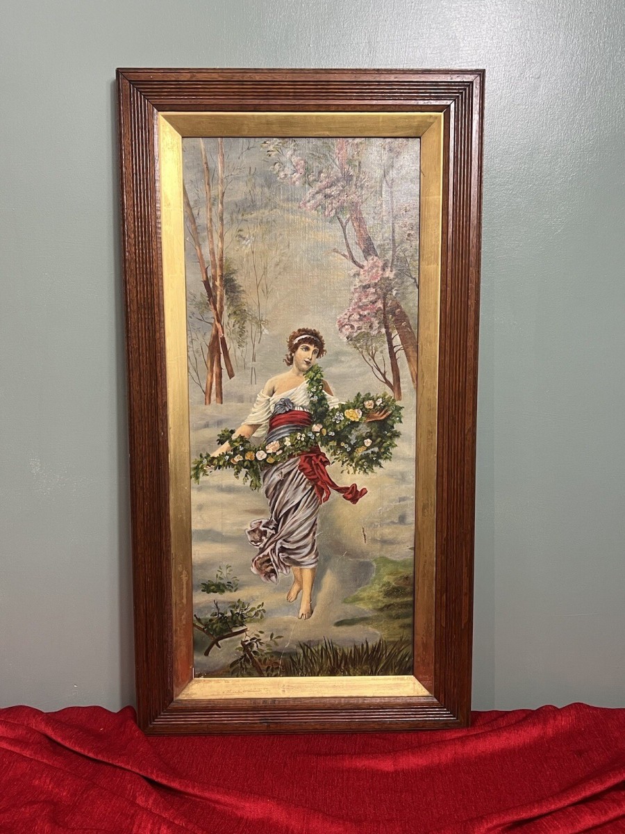 Primary image for Austrian Viennese Winter Landscape With Enchanting Woman Holding Floral Garland
