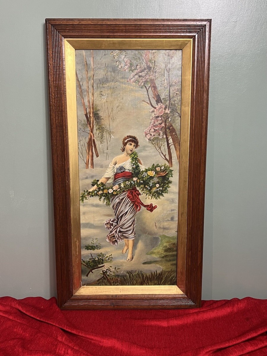 Austrian Viennese Winter Landscape With Enchanting Woman Holding Floral Garland
