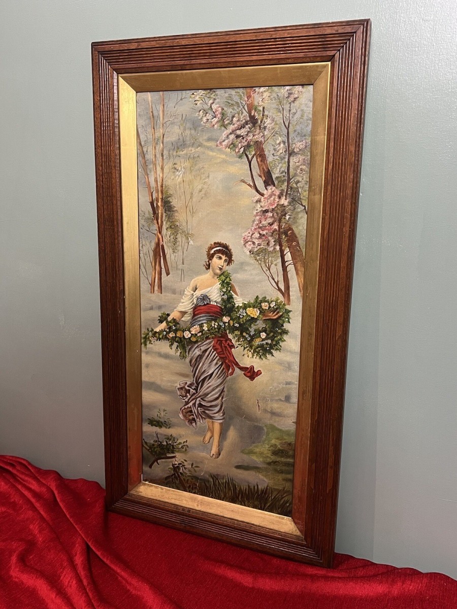Austrian Viennese Winter Landscape With Enchanting Woman Holding Floral Garland