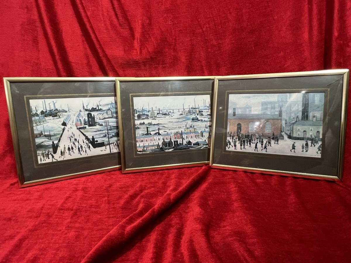 Contemporary Art Trio Of Vintage L S Lowry Framed Lithographs