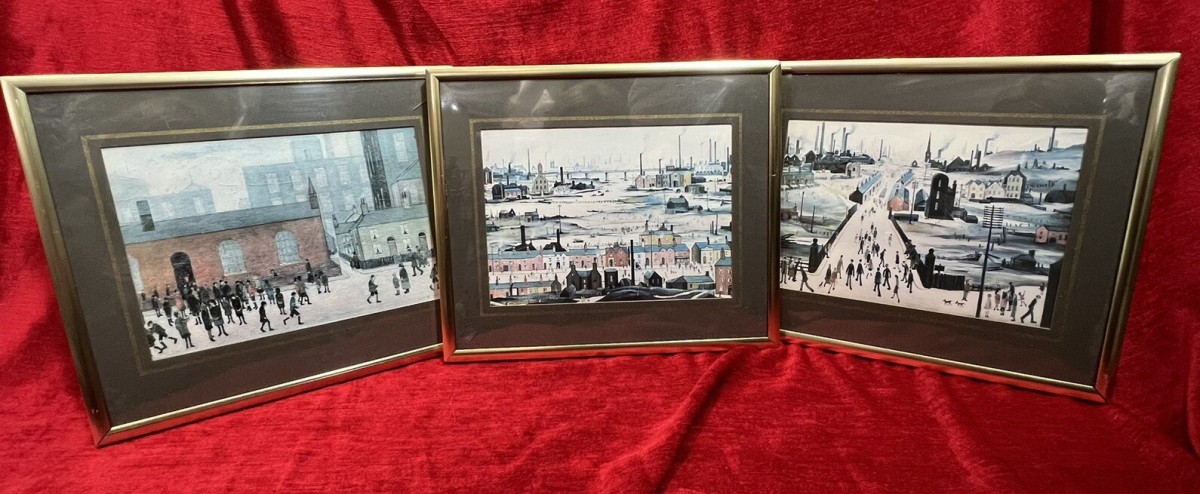 Contemporary Art Trio Of Vintage L S Lowry Framed Lithographs