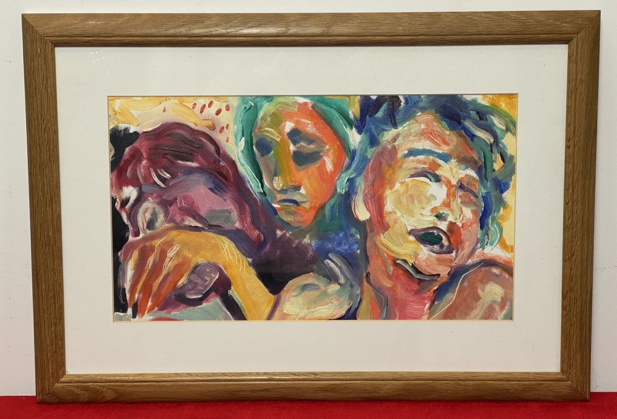 Primary image for Abstract Heads Pop Art Psychedelic Study Acrylic On Board By Michael Jenkins