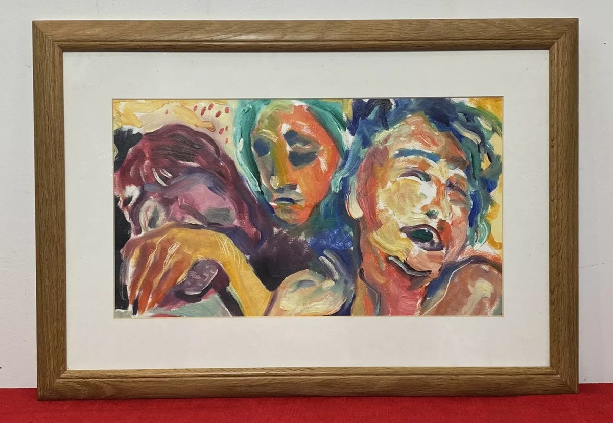 Abstract Heads Pop Art Psychedelic Study Acrylic On Board By Michael Jenkins